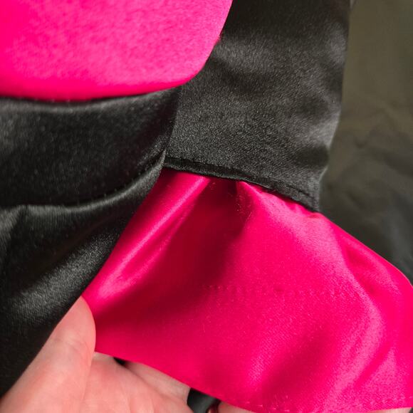 Vintage 90s Jessica McClintock Gunne Sax Black Pink Satin Formal Dress Prom Bow - Picture 11 of 16